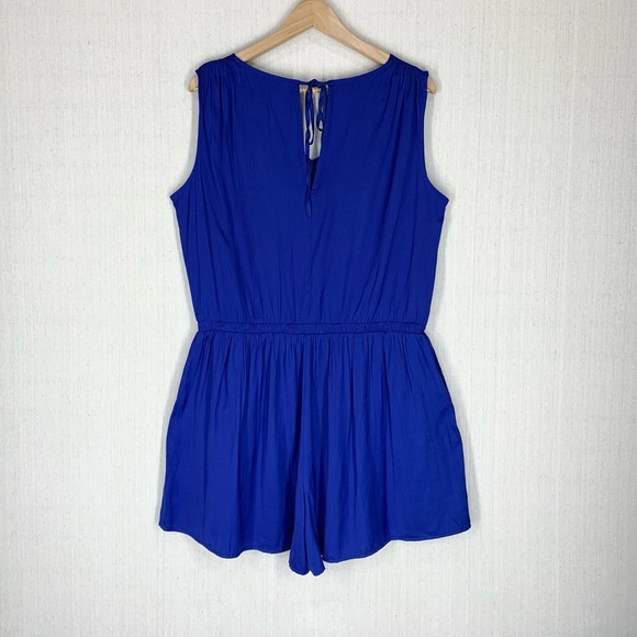 Ann Taylor~Loft~NWT~Blue Satin‎ Sleeveless Romper~Sz M - Picture 8 of 12